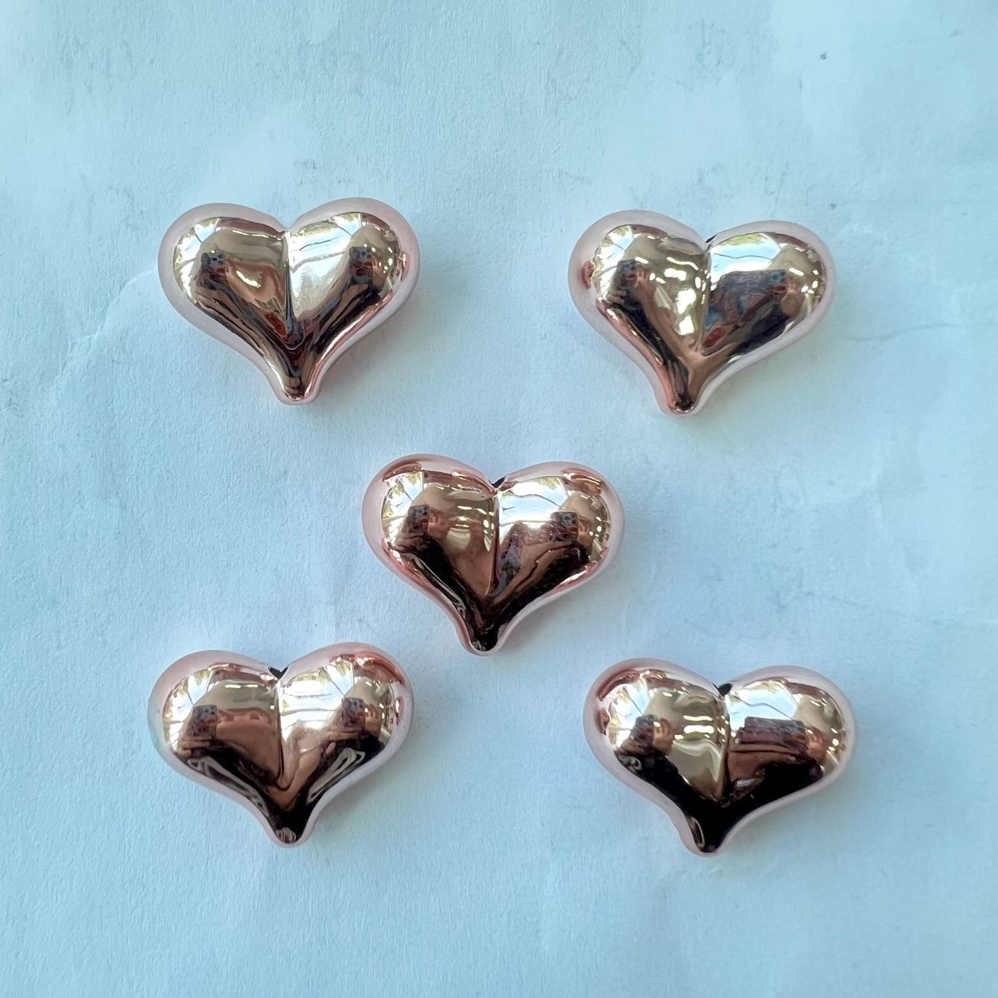 UV Plating Heart Acrylic Beads 22mm Metallic Colorful 20pcs 15