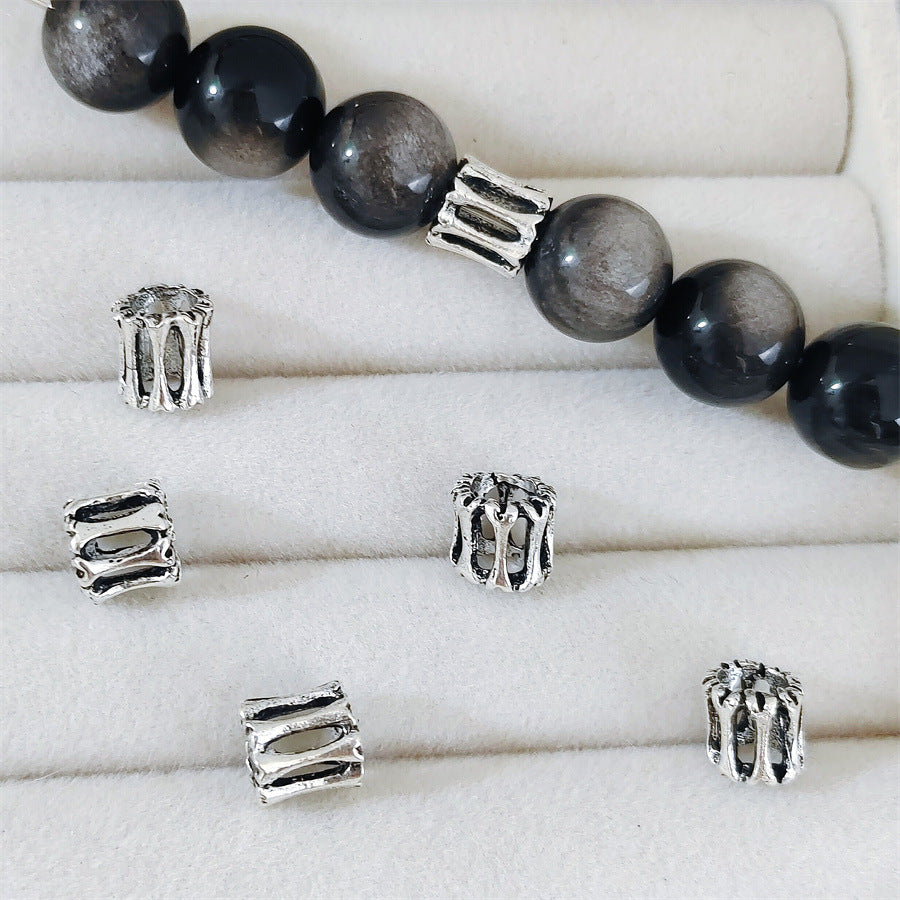 Alloy Barrel Spacer Beads 7mm Hollow Tibetan Antique Silver 100pcs