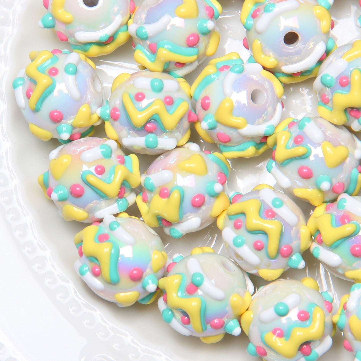 Hand Painted Star Acrylic Beads 16mm Pastel Colors 10pcs 8