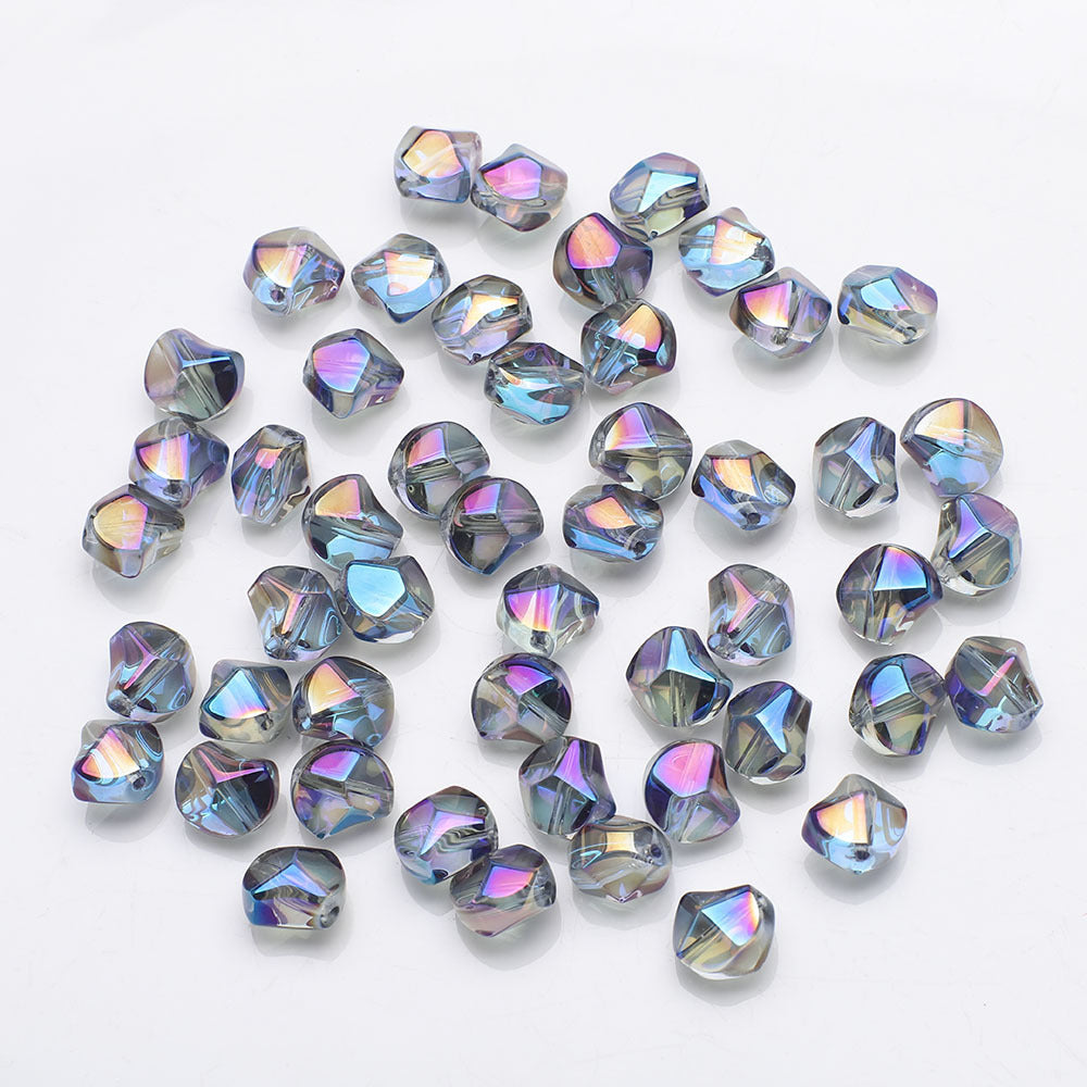 Faceted Four Sided Glass Beads 8mm Electroplated Colorful 50pcs 12