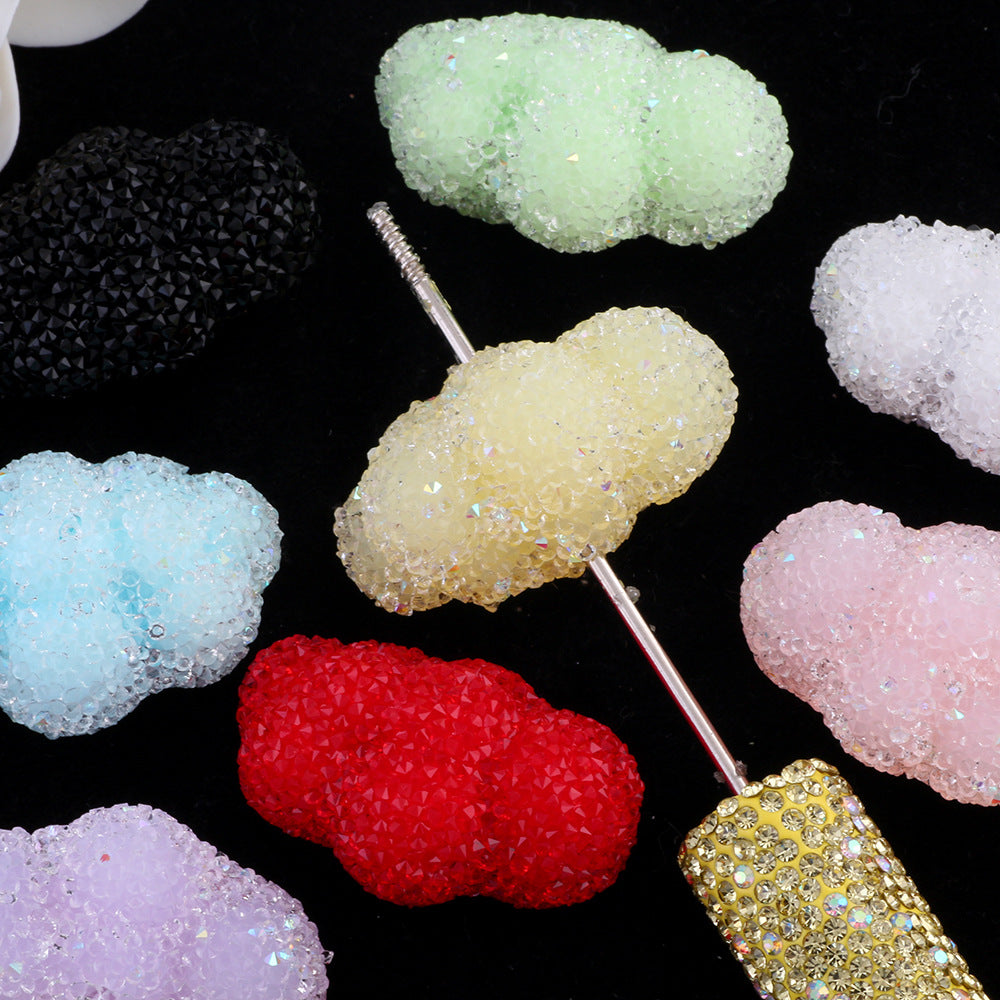 Granulated Sugar Texture Cloud Resin Beads 35mm 2pcs