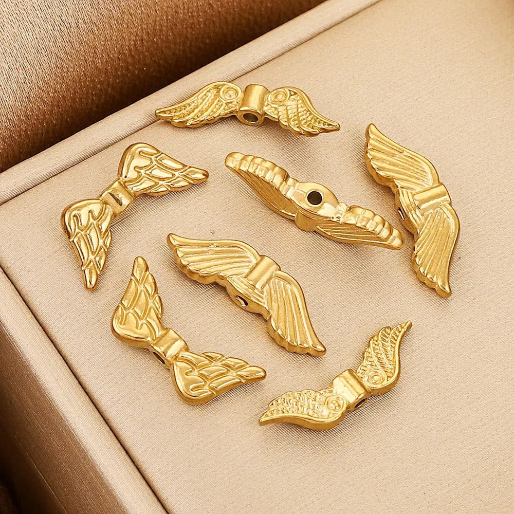 Stainless Steel Wings Metal Beads 18mm Color Retaining 5pcs 4