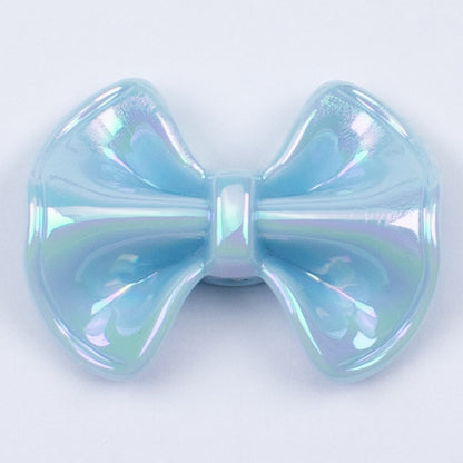 Plated Fat Bow Acrylic Beads 24mm Solid Glossy Color 100pcs 13