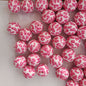 Printed Bubblegum Beads 20mm Rose Red Cow Pattern 10pcs