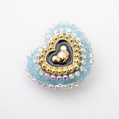 Heart Bear Rhinestone Acrylic Focal Beads 27.5x24.6mm 10pcs 17