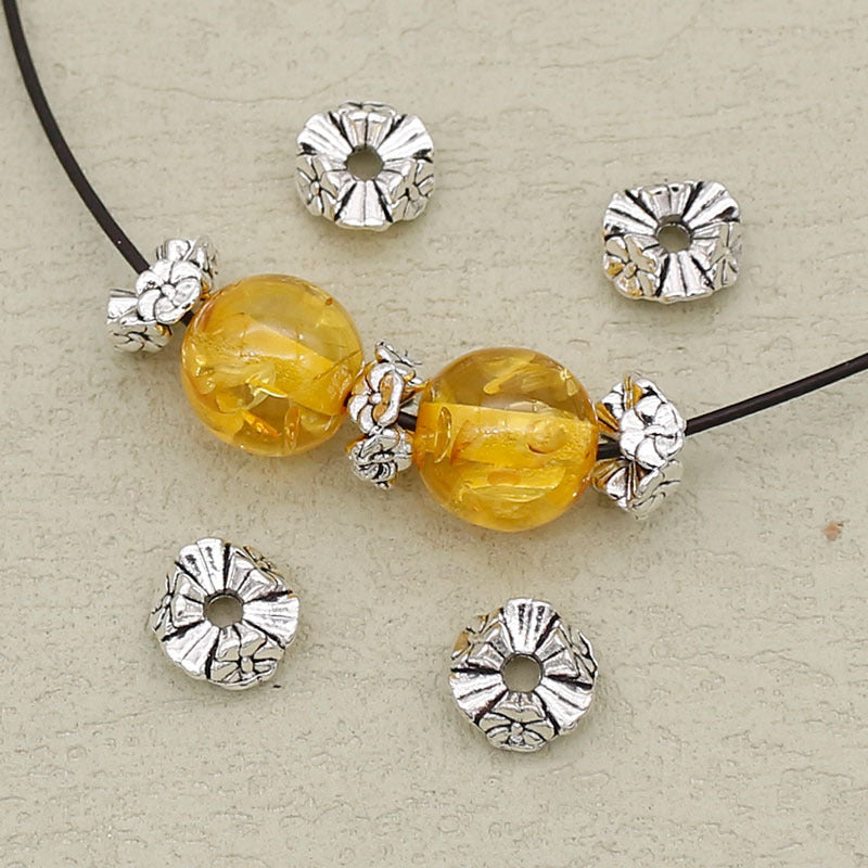Alloy Flower Wavy Ring Spacer Beads 10mm 40pcs 2
