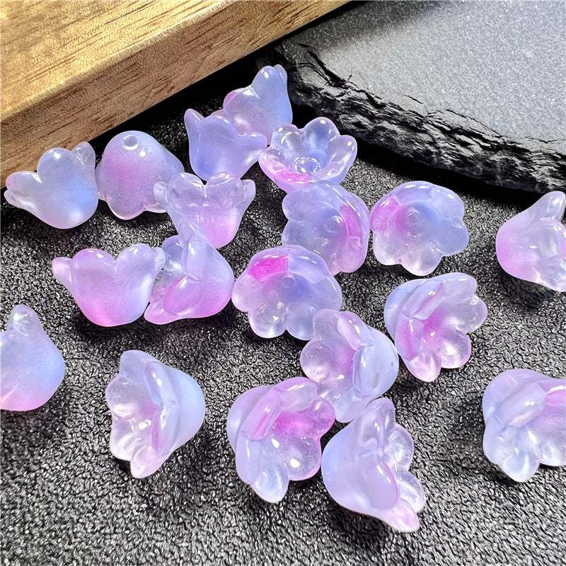 Czech Glass Beads Flower 12mm Iridescent Crystal Clear 50pcs 25