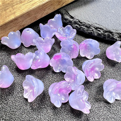 Czech Glass Beads Flower 12mm Iridescent Crystal Clear 50pcs 25