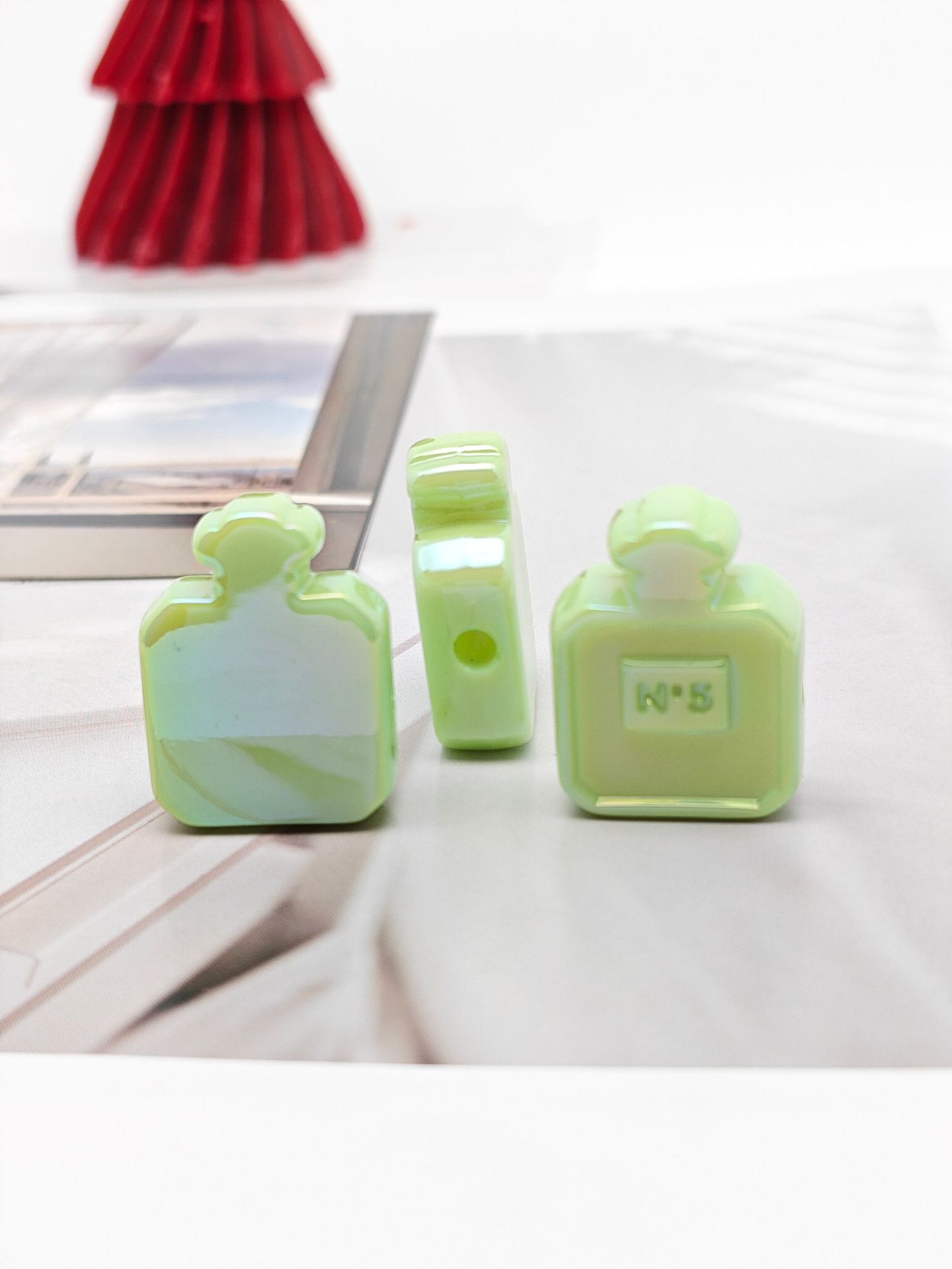 Painted Perfume Bottle Acrylic Beads 29mm Enamel Finish 50pcs 19