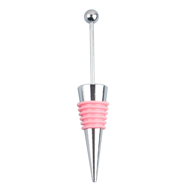 Beadable Wine Stopper Aluminum Alloy Metal Ball Top Silicone Grip 6