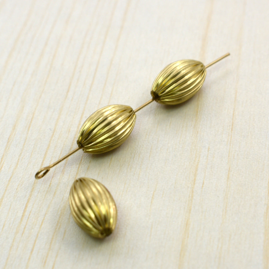 Brass Oval Metal Beads Wrinkle Textured 50pcs 3