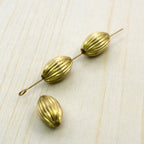 Brass Oval Metal Beads Wrinkle Textured 50pcs 3