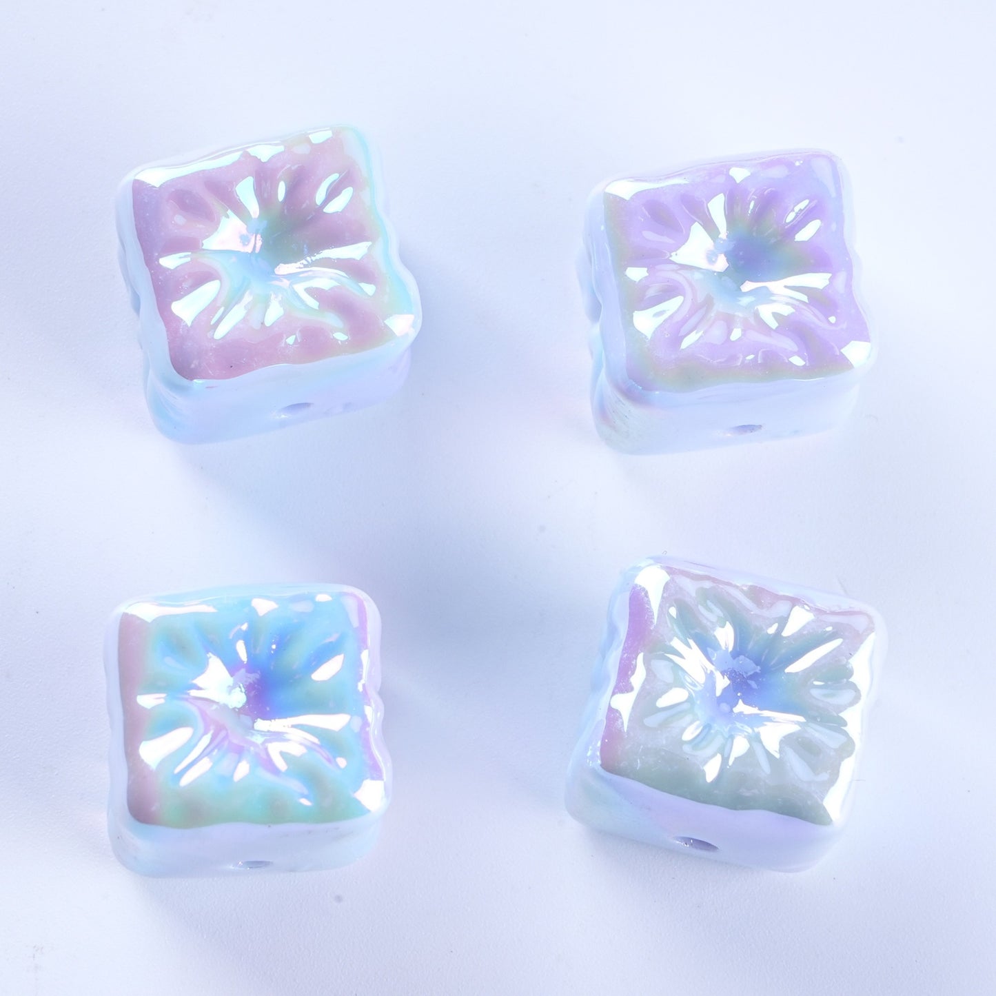 Macaron Color Balloon Square Acrylic Beads 14mm UV Plating 50pcs 8