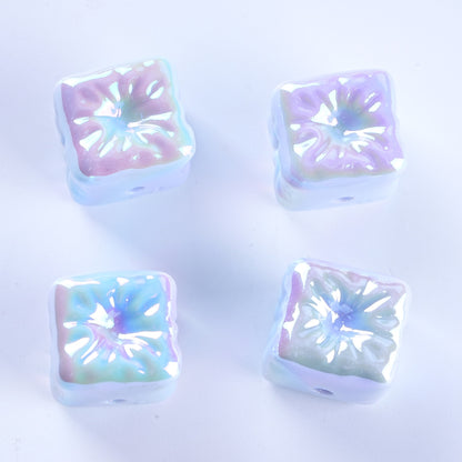 Macaron Color Balloon Square Acrylic Beads 14mm UV Plating 50pcs 8