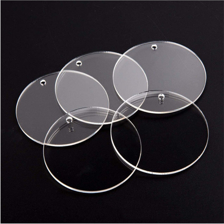 Acrylic Blank Circle Keychain Transparent Clear 2Pcs