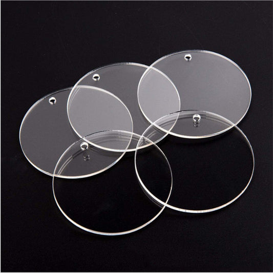 Acrylic Blank Circle Keychain Transparent Clear 2Pcs