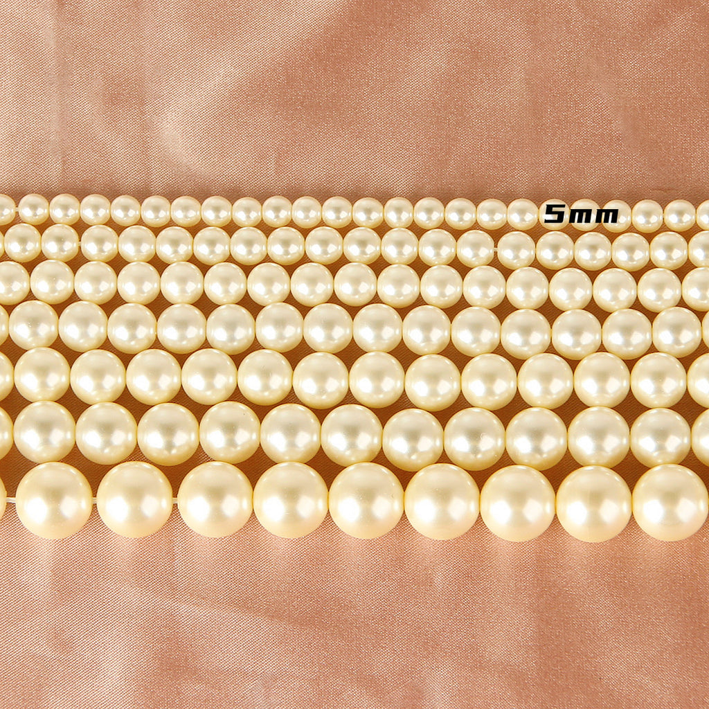 Pearl Glass Beads Round 5-12mm Yellow Imitation 10pcs 5