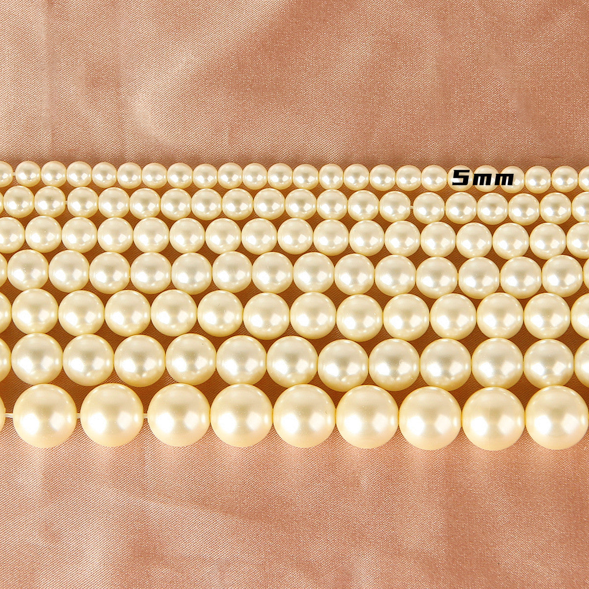 Pearl Glass Beads Round 5-12mm Yellow Imitation 10pcs 5