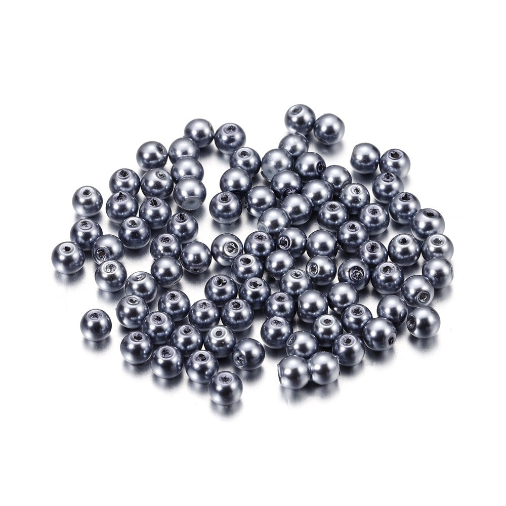 Pearl Glass Beads 8mm Imitation Smooth Glossy Mixed Colors 100pcs 12