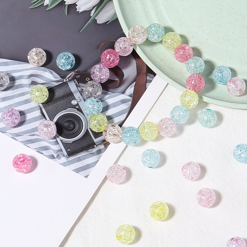 Crackle Acrylic Beads 6-12mm Transparent Pastel Colors 100pcs