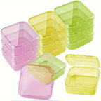 Colorful Clear Square Plastic Bead Storage Boxes 5.5x5.5x2cm 10pcs