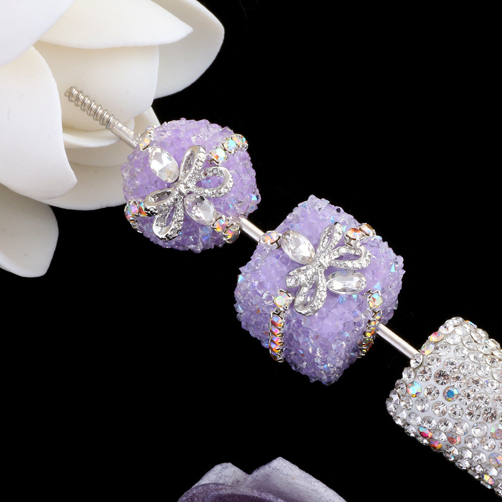 Square Rhinestone Beads 18mm 19mm Imitation Granulated Sugar Gift Box 2pcs 6
