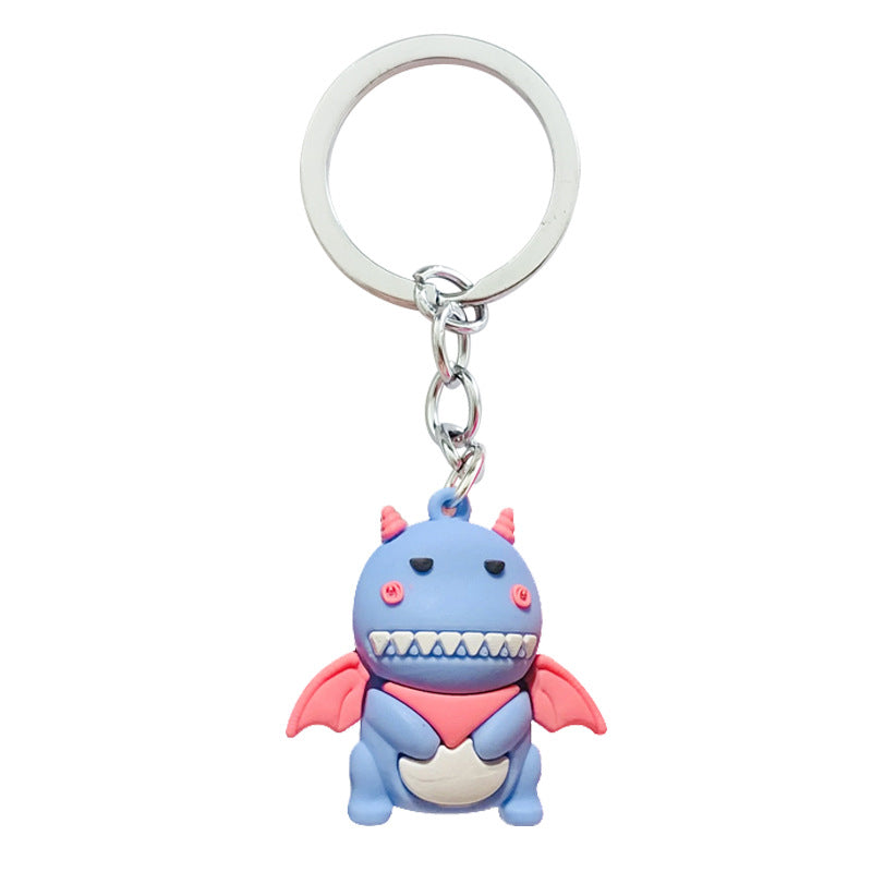 Silicone Dinosaur Keychain Cartoon Animal with Wings and Smile 5