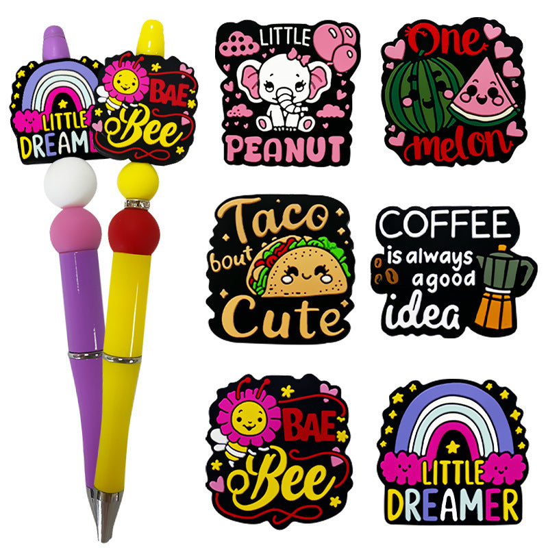 Silicone Focal Beads Fruit Elephant Rainbow Little Dreamer Text 20pcs