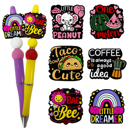 Silicone Focal Beads Fruit Elephant Rainbow Little Dreamer Text 20pcs