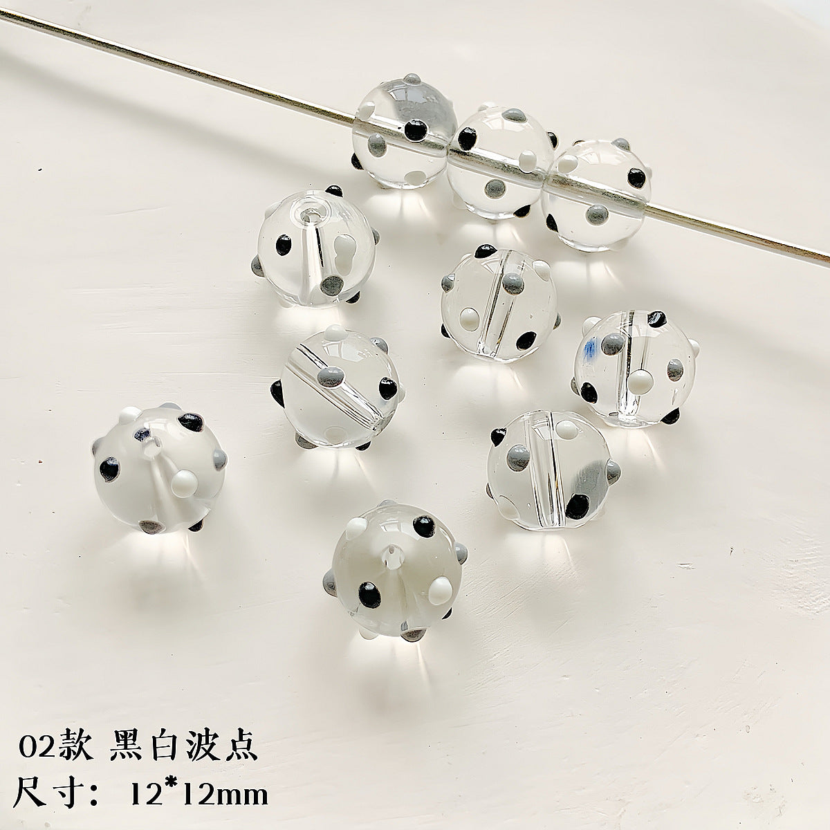 Hand Painted Transparent Glass Beads 12-14mm Christmas Series 1pc 22