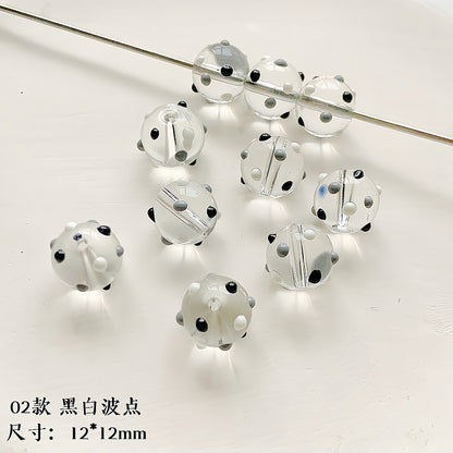 Hand Painted Transparent Glass Beads 12-14mm Christmas Series 1pc 22