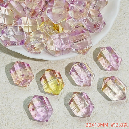 Gradient Faceted Hexagonal Prisms Glass Beads 20mm 25pcs 13