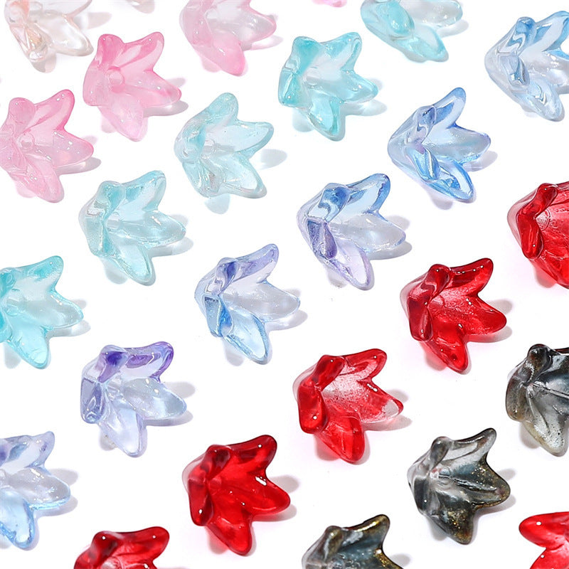 Lily Flower Glass Beads 13mm Transparent Mixed Colors 20pcs 5