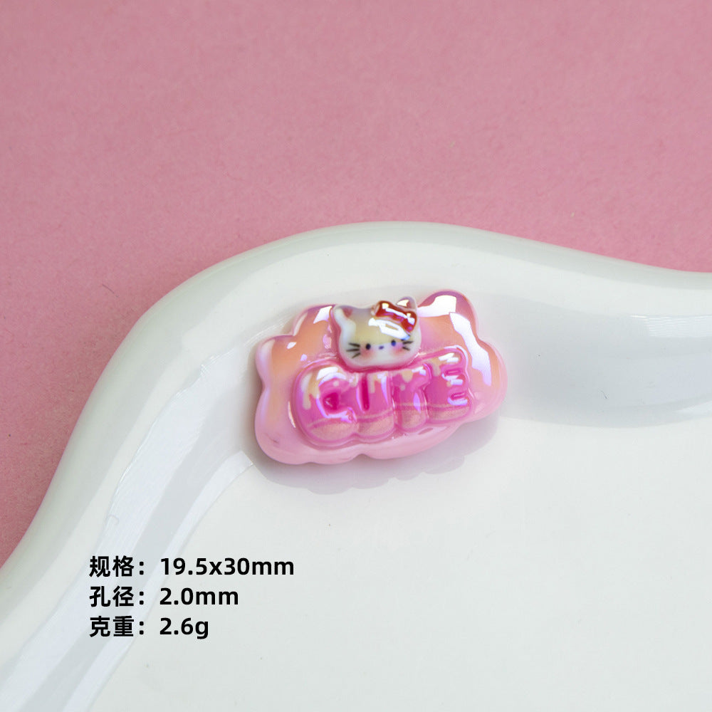 Plating Sanrio Character Word Sign Resin Beads Glossy Cloud Shape 10pcs 9