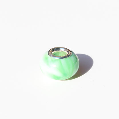 Blooming Color Marble Resin Spacer Beads 14mm Glossy Metal-Lined Hole 100pcs 12