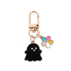 Enamel Pastel Ghost Halloween Keychain with Flower Charm Zinc Alloy 5