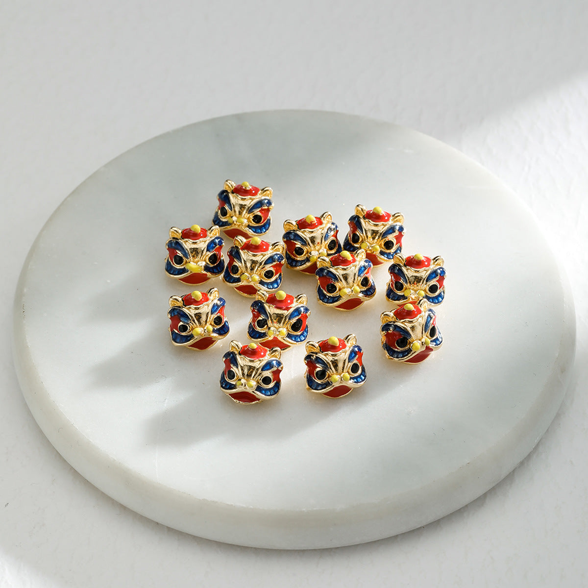 3D Dancing Lion Metal Beads 10mm Enamel Large Hole 1pc