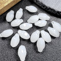Czech Glass Beads Small Flower Bud 15mm Imitation White Jade 50pcs 2