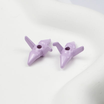 Painted Origami Crane Acrylic Beads 16mm Colorful Glossy 50pcs 12
