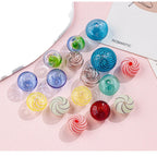 Hollow Spiral Striped Blown Glass Spacer Beads Colorful 4pcs 5