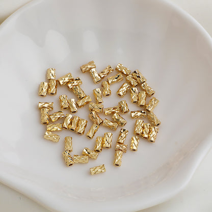 Brass Faceted Tube Metal Beads 3x6 4.5x7mm Geometric Texture 50pcs 3
