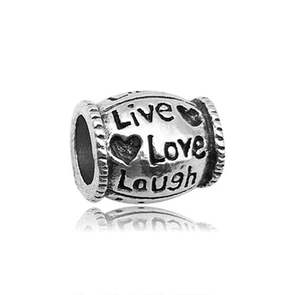 Heart Metal Beads Large Hole Antique Silver Tone 50pcs 11