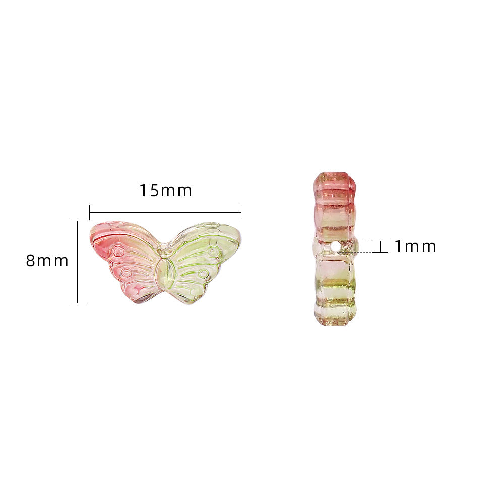 Czech Glass Beads Butterfly 8 15mm Dual Color Gradient Transparent 50pcs 2