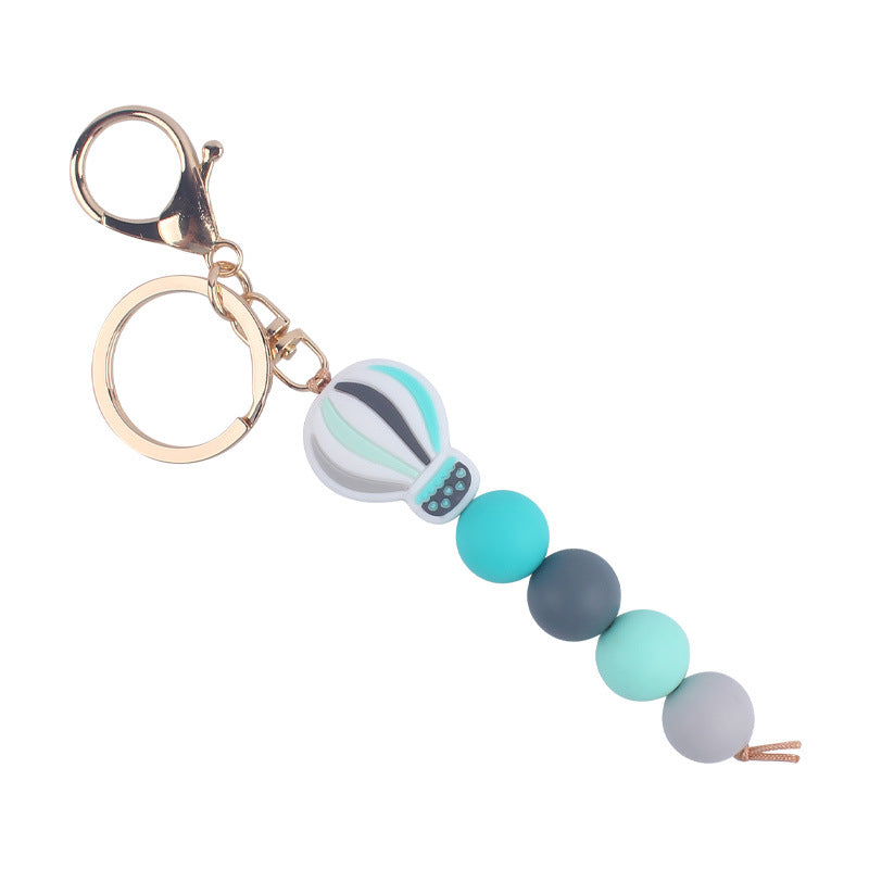 Silicone Hot Air Balloon Beaded Keychain Colorful Gradient Charm 10