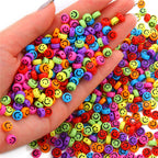 Smiling Face Flat Acrylic Beads 7x4mm Colorful Mixed 200pcs 2