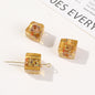 Lampwork Glass Beads Cube 10mm Silver Foil Confetti 4pcs 8