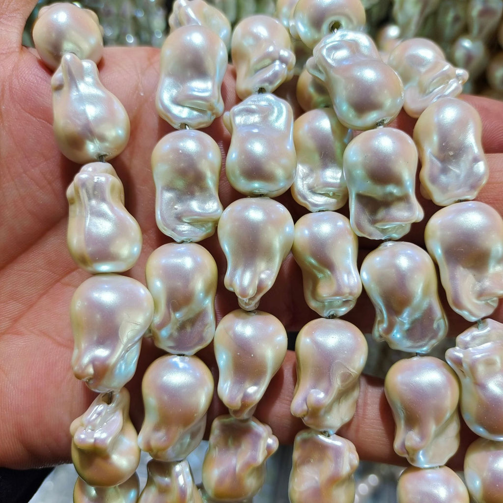 Imitation Pearl Glass Beads Irregular Shape Pastel Reflections 5pcs