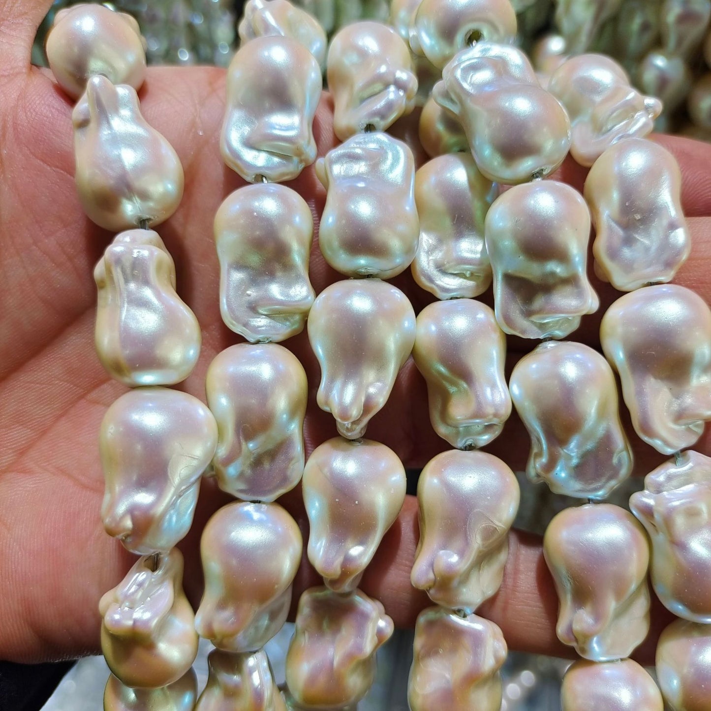 Imitation Pearl Glass Beads Irregular Shape Pastel Reflections 5pcs