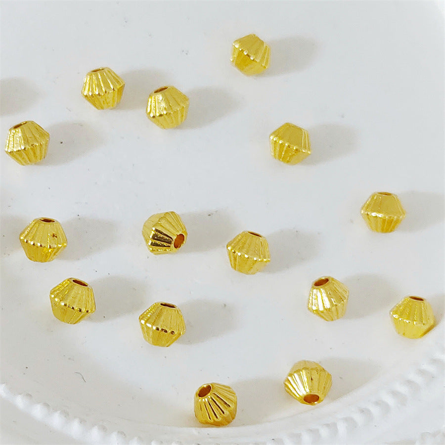 Alloy Rhombus Spacer Beads 4mm Striped Tibetan Style 100pcs 4