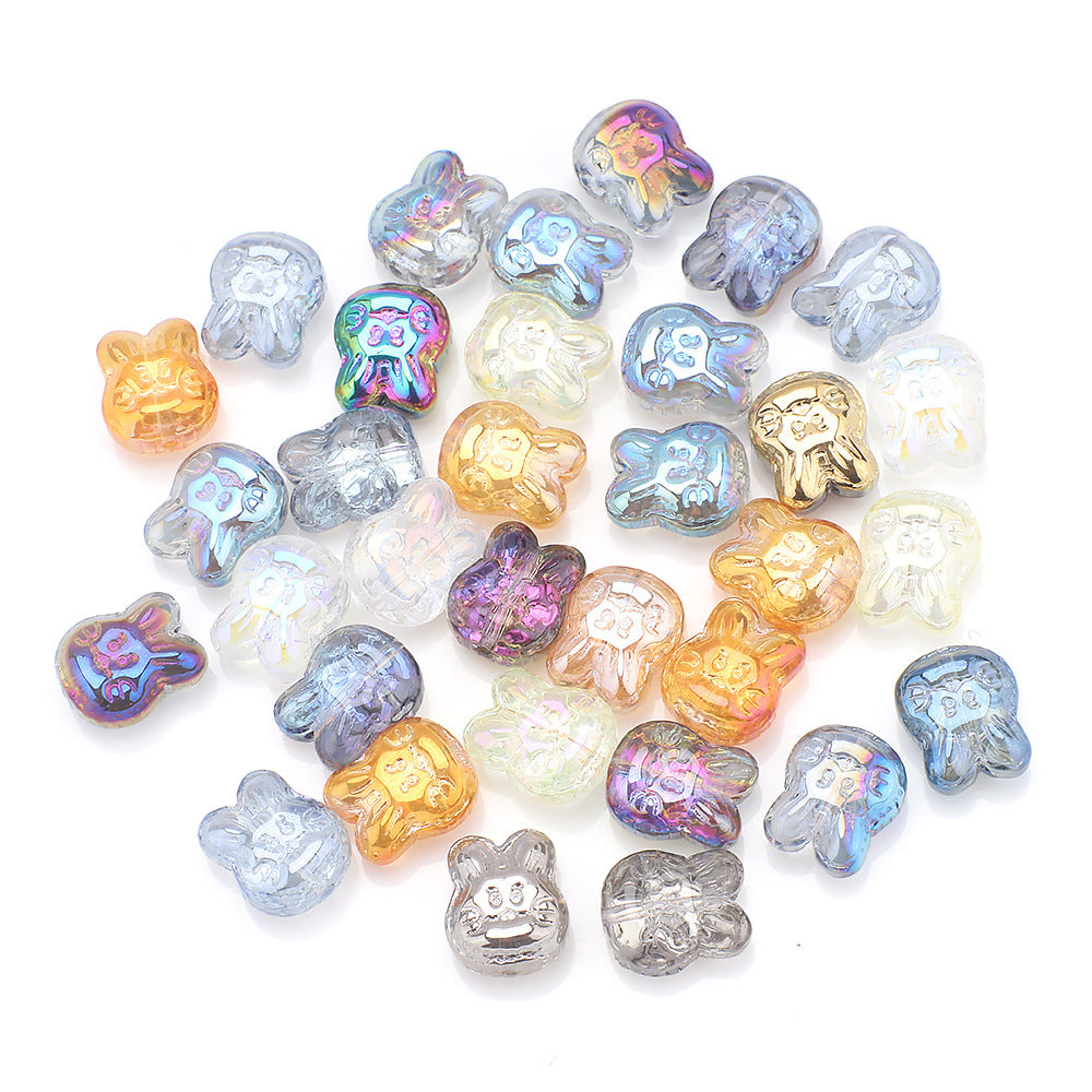 Plating Bunny Head Glass Beads 12mm Iridescent 30pcs 5